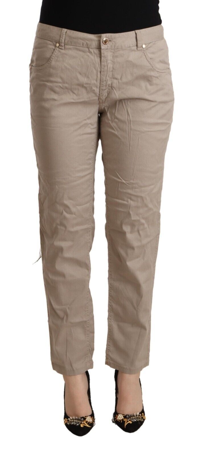 Pantaloni affusolati a vita media Acht beige