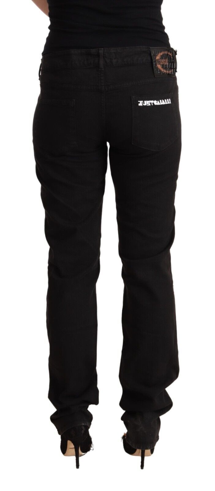 Jeans neri slim fit a vita media eleganti Just Cavalli