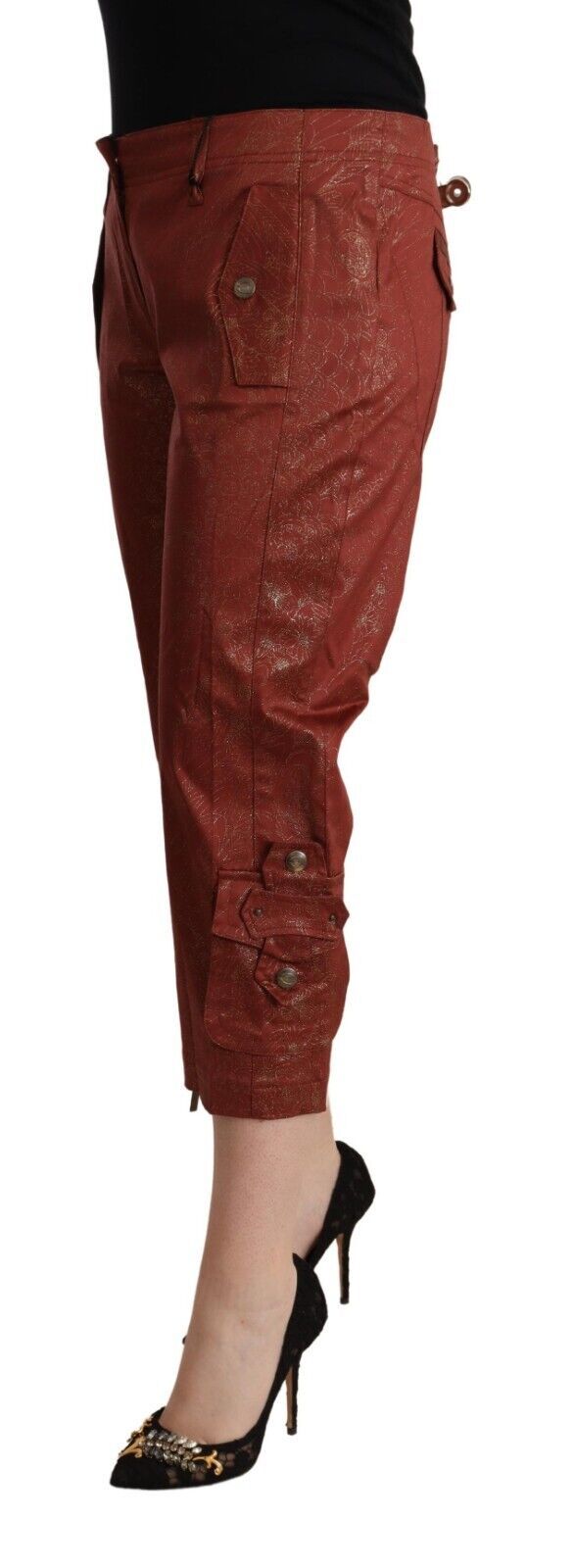 Pantaloni cropped in cotone marrone Just Cavalli Chic