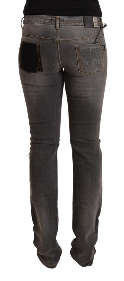 Costume National Chic Grigio Denim skinny a vita bassa