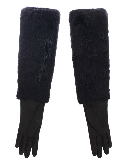 Черные кожаные перчатки Dolce &amp; Gabbana из меха бобра и кожи ягненка