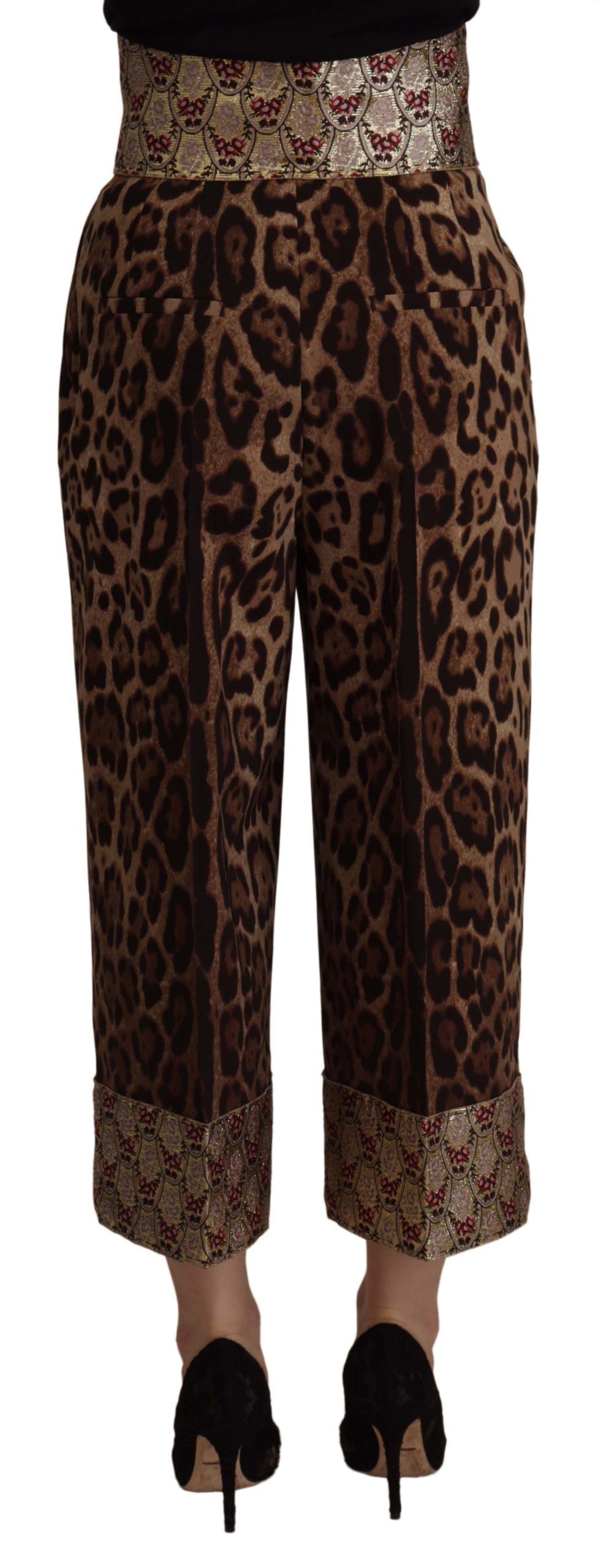 Pantaloni jacquard leopardati cropped a vita alta Dolce &amp; Gabbana