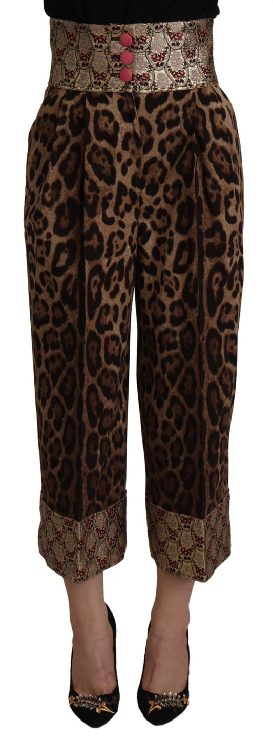 Pantaloni jacquard leopardati cropped a vita alta Dolce &amp; Gabbana