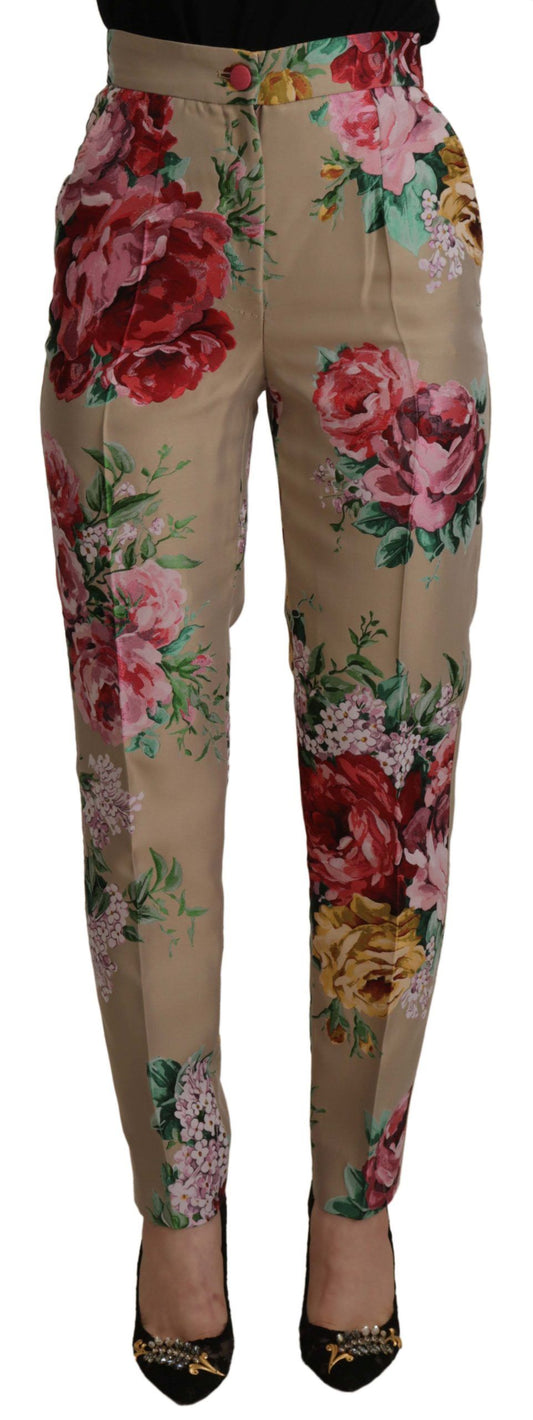 Pantaloni eleganti a vita alta floreali Dolce &amp; Gabbana