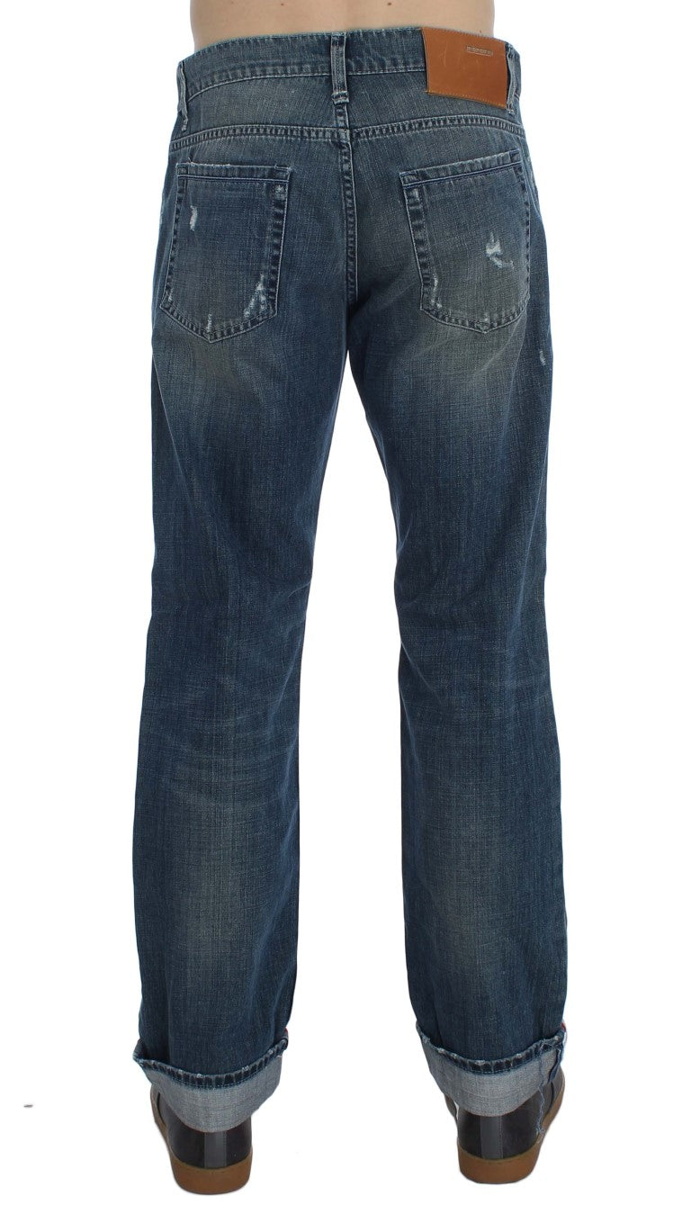 Acht Denim lavaggio blu elegante vestibilità regolare