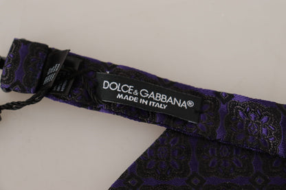 Dolce &amp; Gabbana Elegante papillon in seta geometrica blu