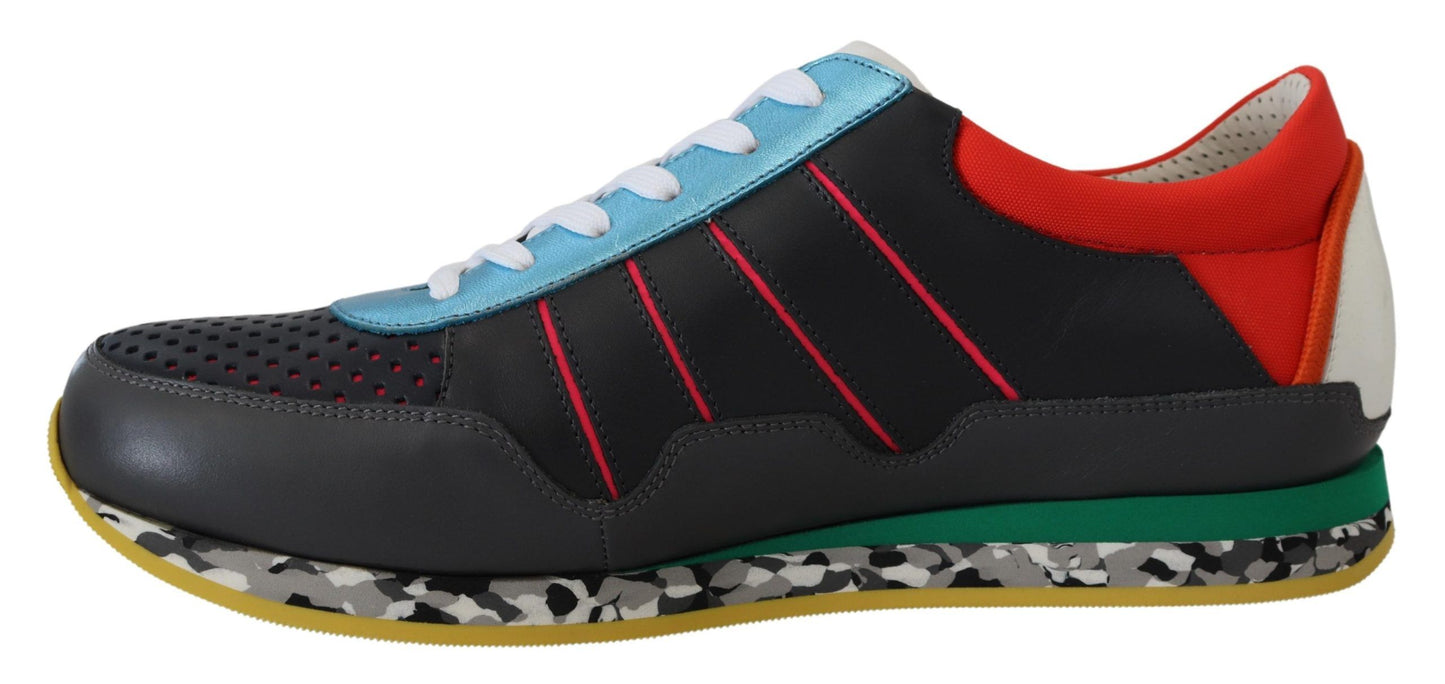 Dolce &amp; Gabbana Sneakers basse in misto pelle multicolore