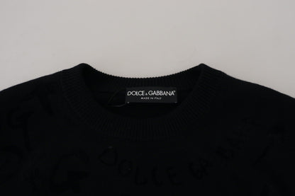 Dolce &amp; Gabbana Элегантный черный шерстяной свитер с логотипом