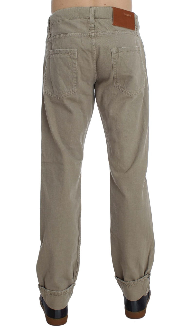 Jeans da uomo in cotone dal taglio dritto Acht beige