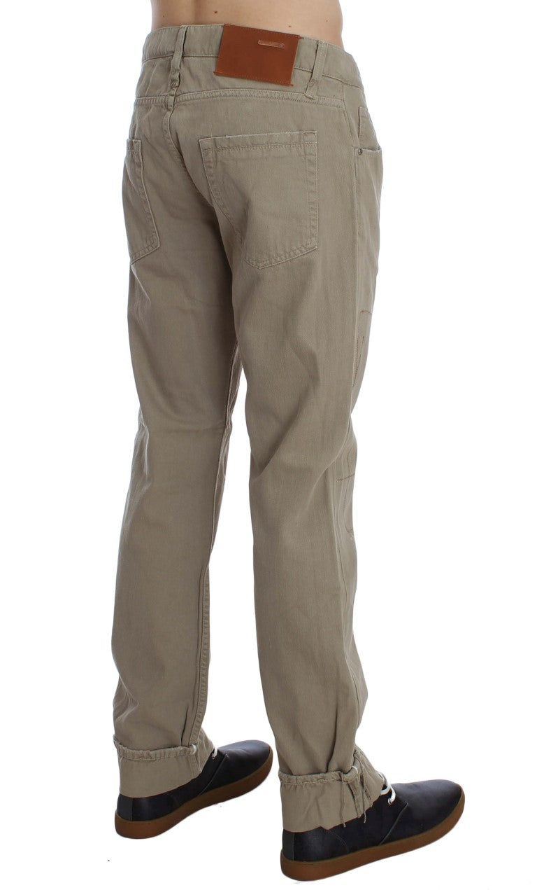 Jeans da uomo in cotone dal taglio dritto Acht beige