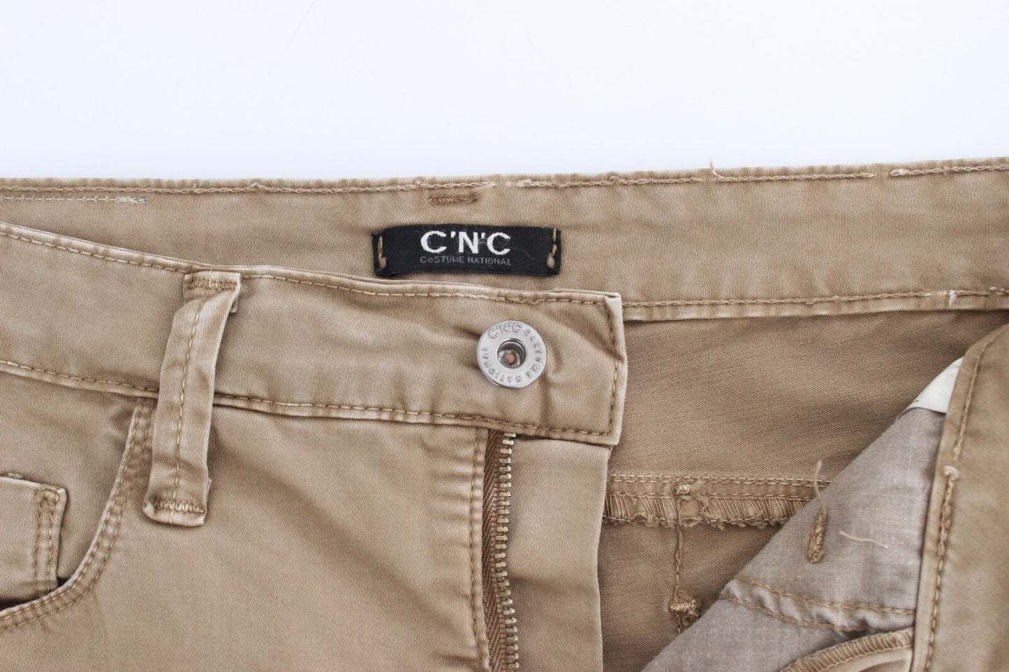 Costume National Chic Jeans moda gamba dritta beige