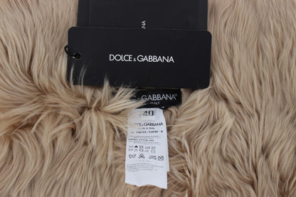 Dolce &amp; Gabbana Elegante spallaccio in pelliccia di alpaca in beige