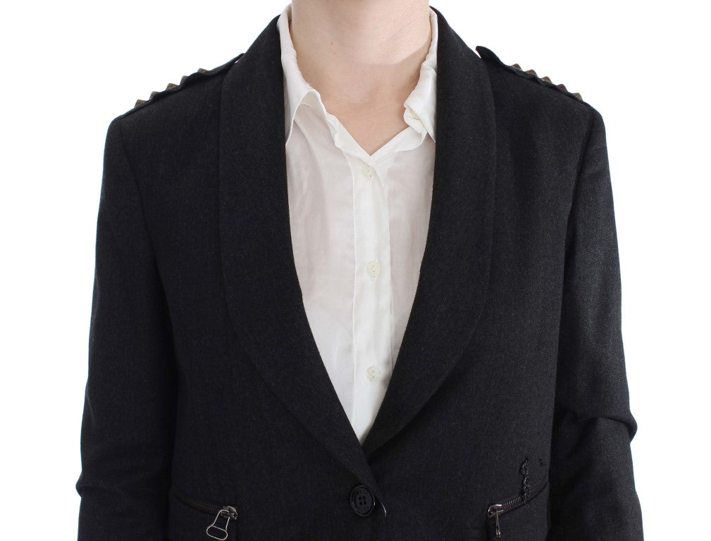 Giacca blazer elegante con bottoni dorati grigi