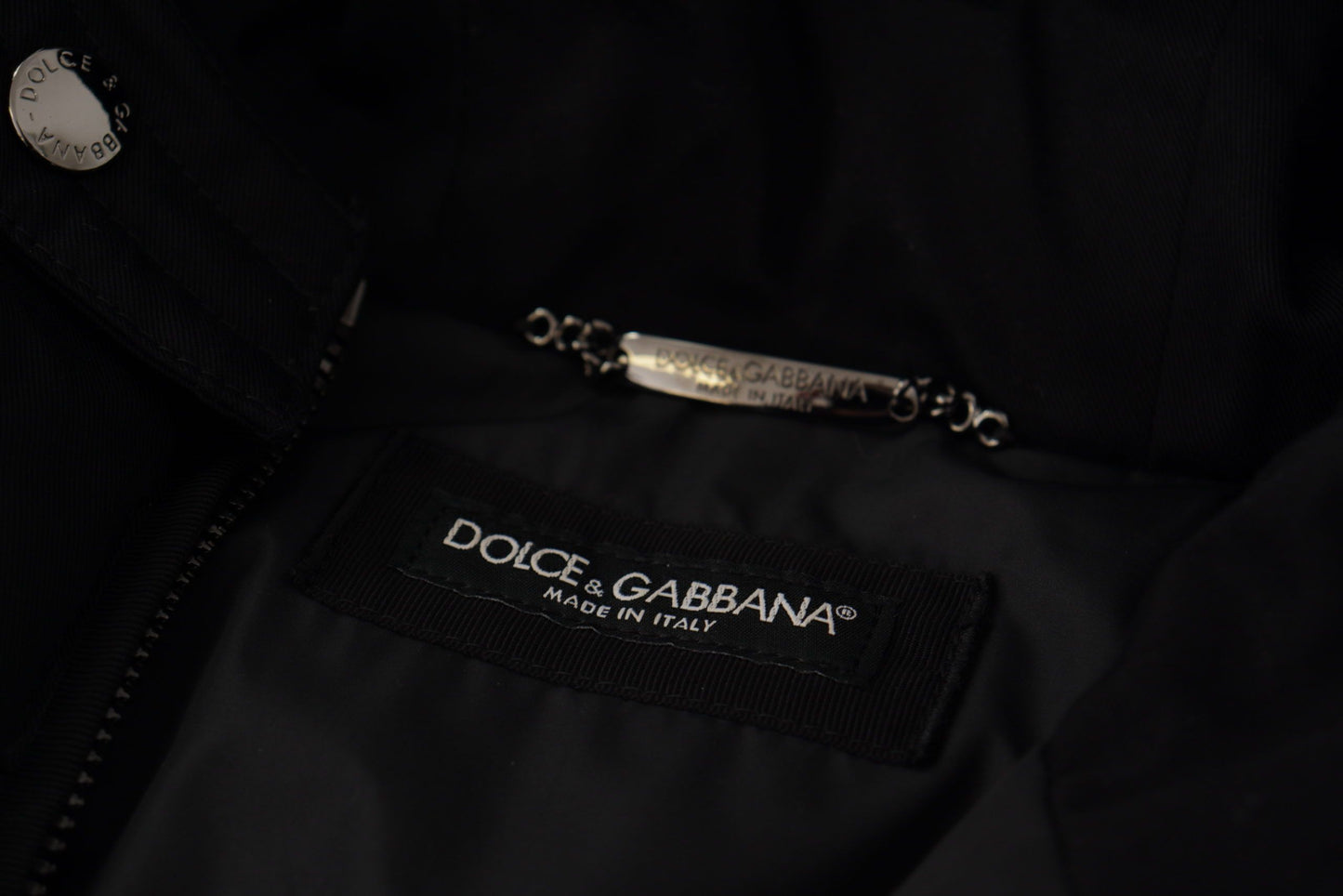 Dolce &amp; Gabbana Elegante Parka Invernale Nero Con Cappuccio