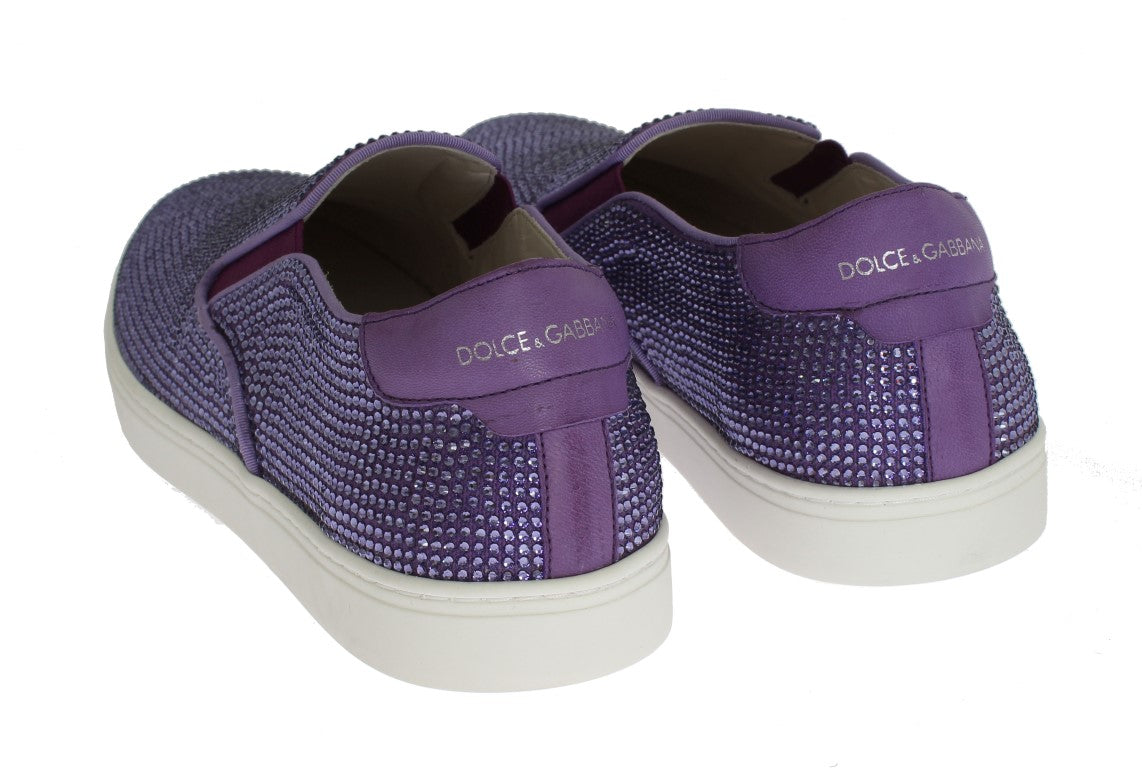 Dolce &amp; Gabbana Eleganti Sneakers Moda Strass Viola