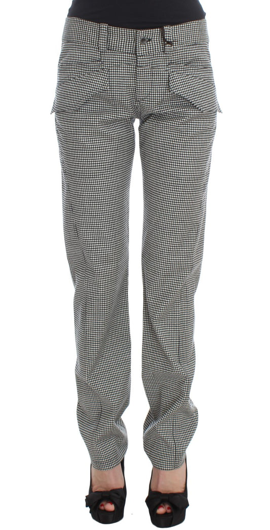 Pantaloni Regular Fit Ermanno Scervino Chic a quadri bianchi e neri