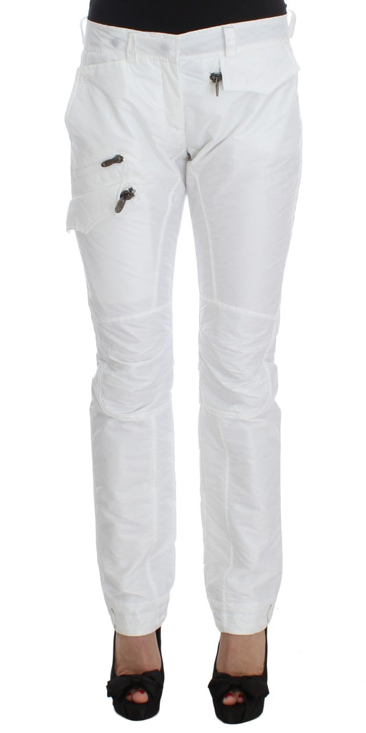 Ermanno Scervino Pantaloni cargo chic in nylon bianco del designer italiano