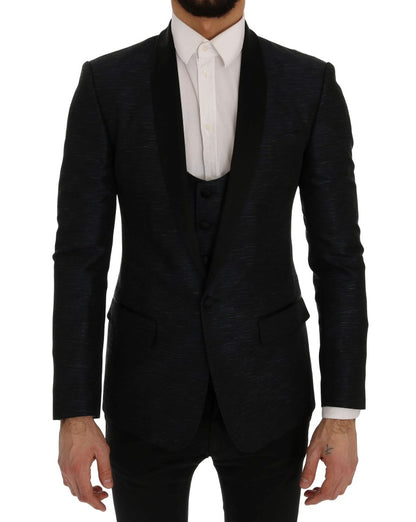 Completo da abito slim fit blu e nero elegante Dolce &amp; Gabbana