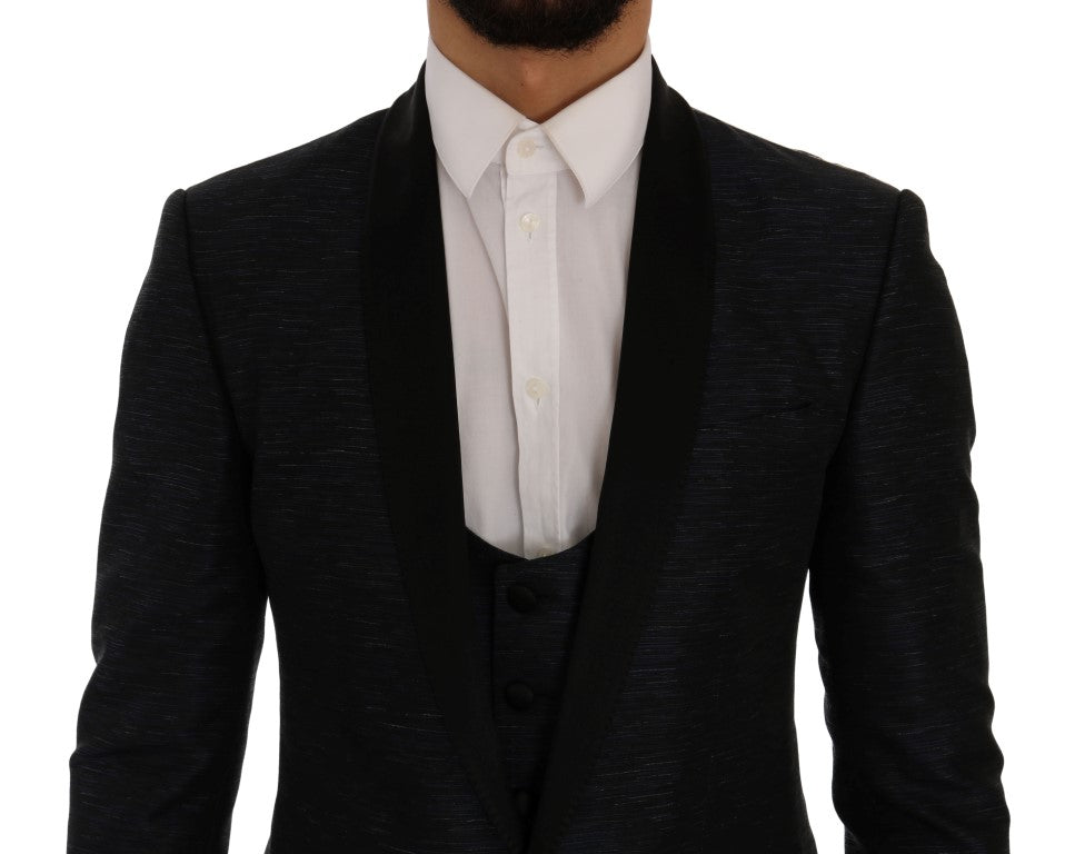 Completo da abito slim fit blu e nero elegante Dolce &amp; Gabbana