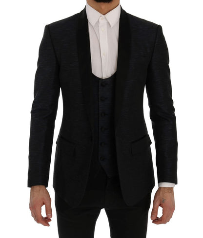 Completo da abito slim fit blu e nero elegante Dolce &amp; Gabbana