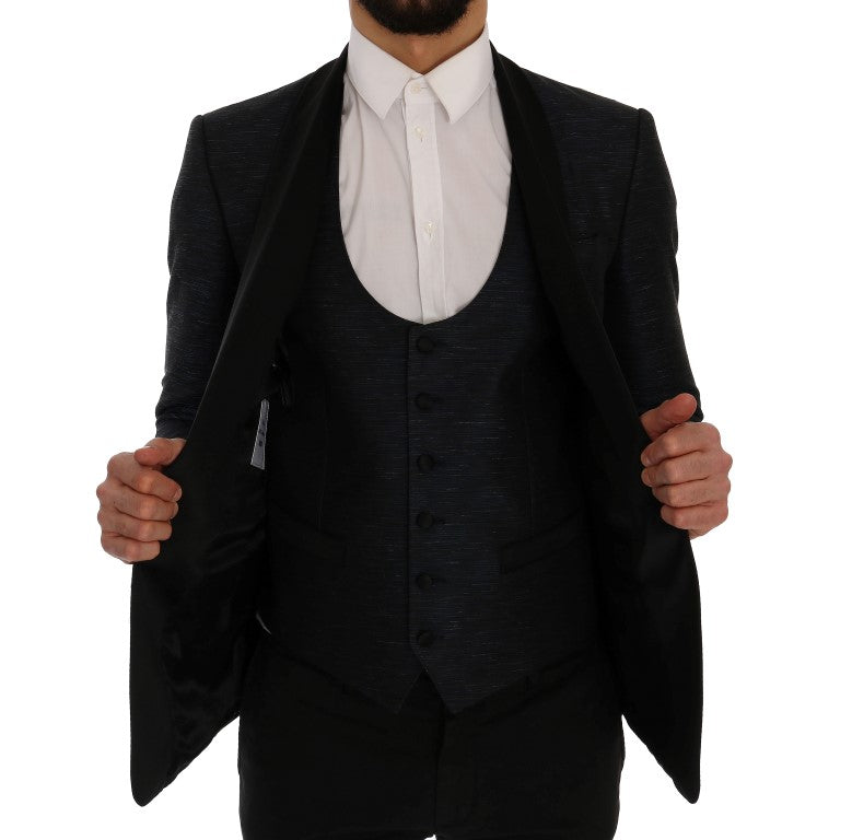 Completo da abito slim fit blu e nero elegante Dolce &amp; Gabbana