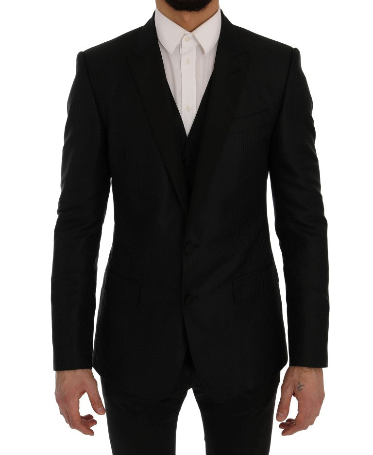 Dolce &amp; Gabbana Elegante set blazer in misto seta nero e blu