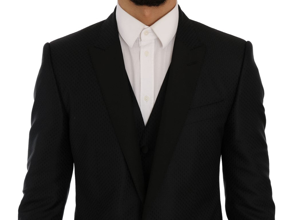 Dolce &amp; Gabbana Elegante set blazer in misto seta nero e blu