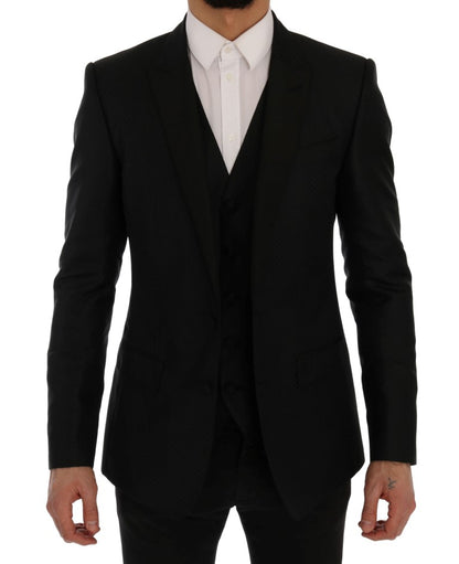 Dolce &amp; Gabbana Elegante set blazer in misto seta nero e blu