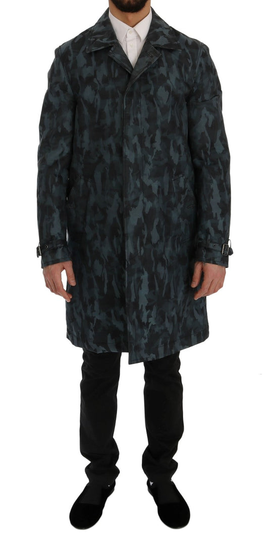 Dolce &amp; Gabbana Trench Camouflage Blu Eleganza