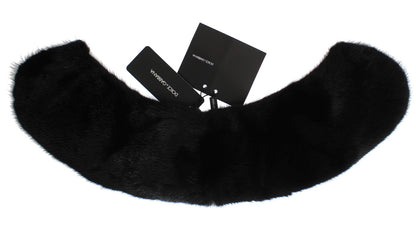 Dolce & Gabbana Elegant Black Mink Fur Shoulder Wrap Scarf