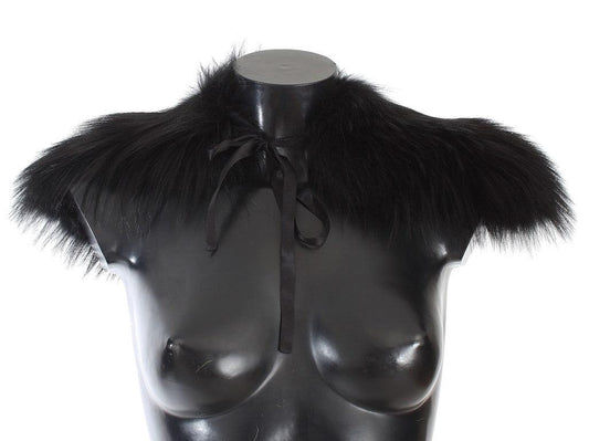 Черный шарф с меховым воротником Dolce &amp; Gabbana