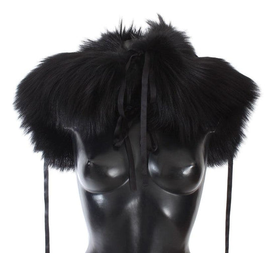Шарф Dolce &amp; Gabbana с запахом на плечах и воротником из черного меха лисы