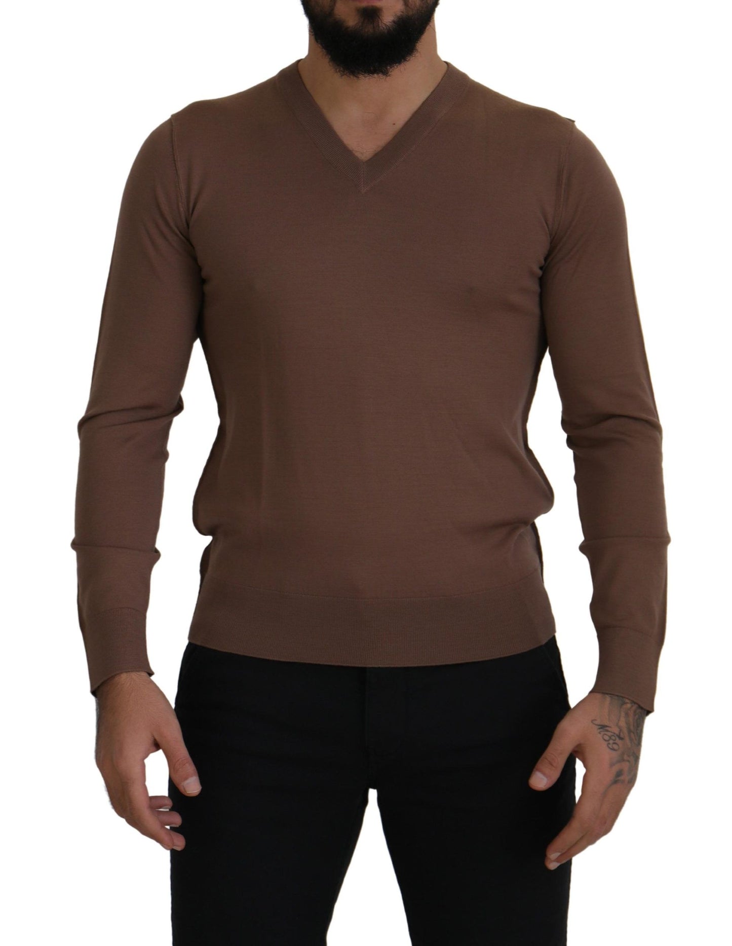 Dolce &amp; Gabbana Maglione Pullover Elegante In Lana Vergine Con Scollo A V