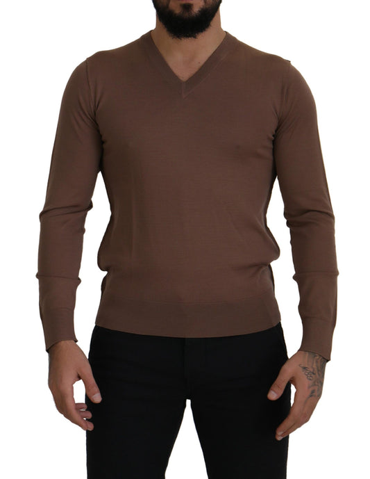 Dolce &amp; Gabbana Maglione Pullover Elegante In Lana Vergine Con Scollo A V