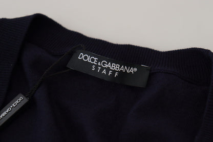 Dolce &amp; Gabbana Элегантный синий кардиган из натуральной шерсти