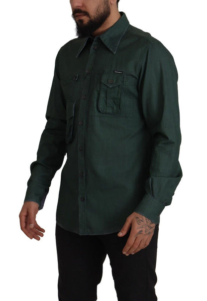 Dolce & Gabbana Emerald Elegance Slim Fit Casual Shirt