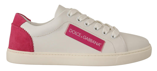 Dolce &amp; Gabbana Eleganti Sneakers Basse in Pelle Bianca