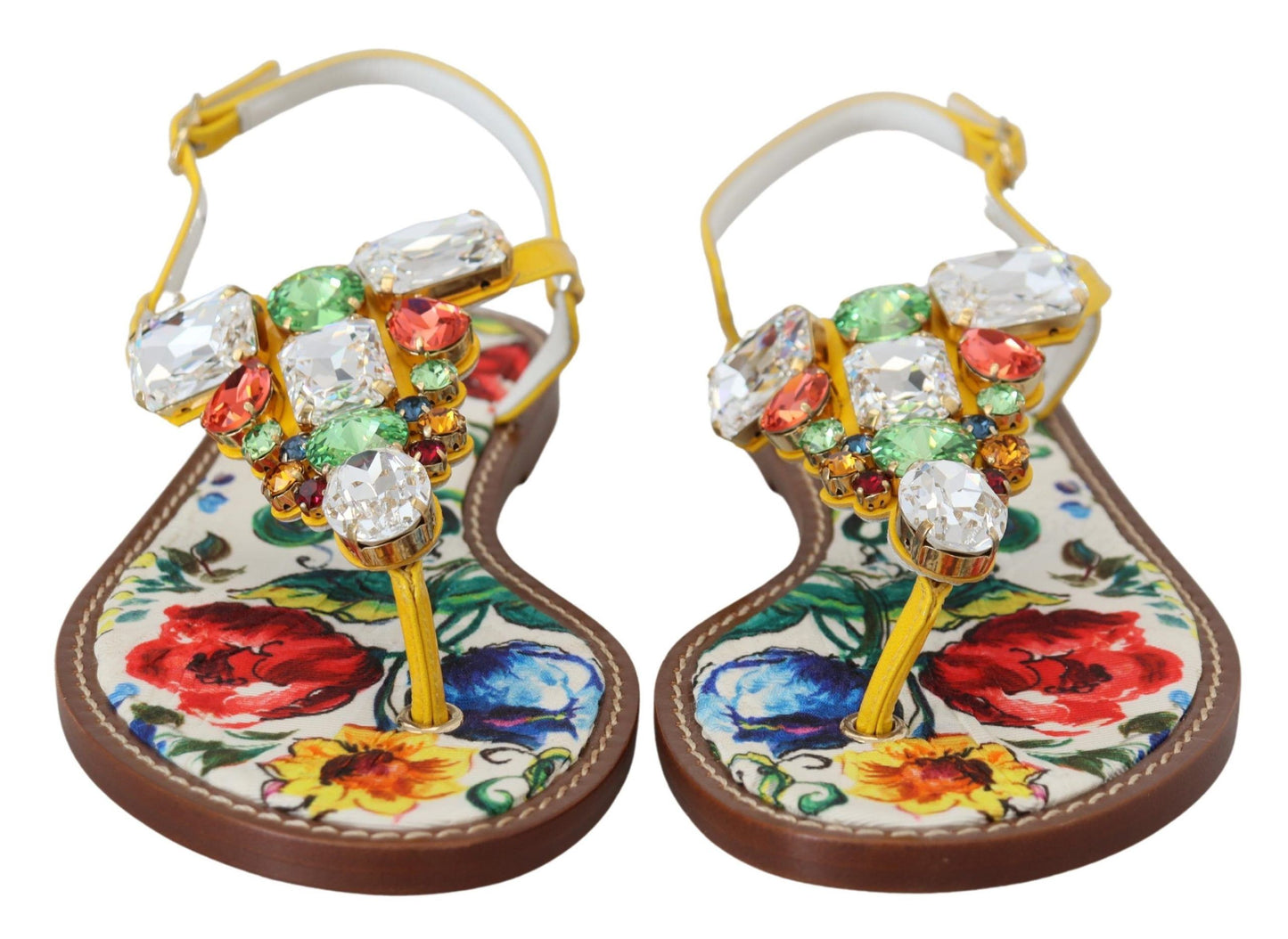 Dolce &amp; Gabbana Кожаные сандалии Majolica с украшением кристаллами