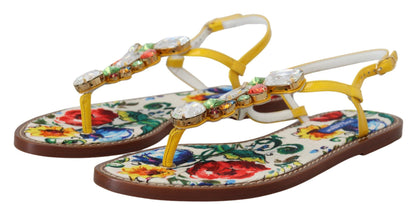 Dolce &amp; Gabbana Кожаные сандалии Majolica с украшением кристаллами