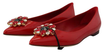 Mocassini Dolce &amp; Gabbana in pelle scamosciata rossa con cristalli - Eleganza squisita