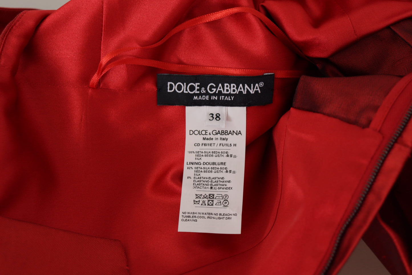 Abito midi a trapezio in seta rosso brillante Dolce &amp; Gabbana