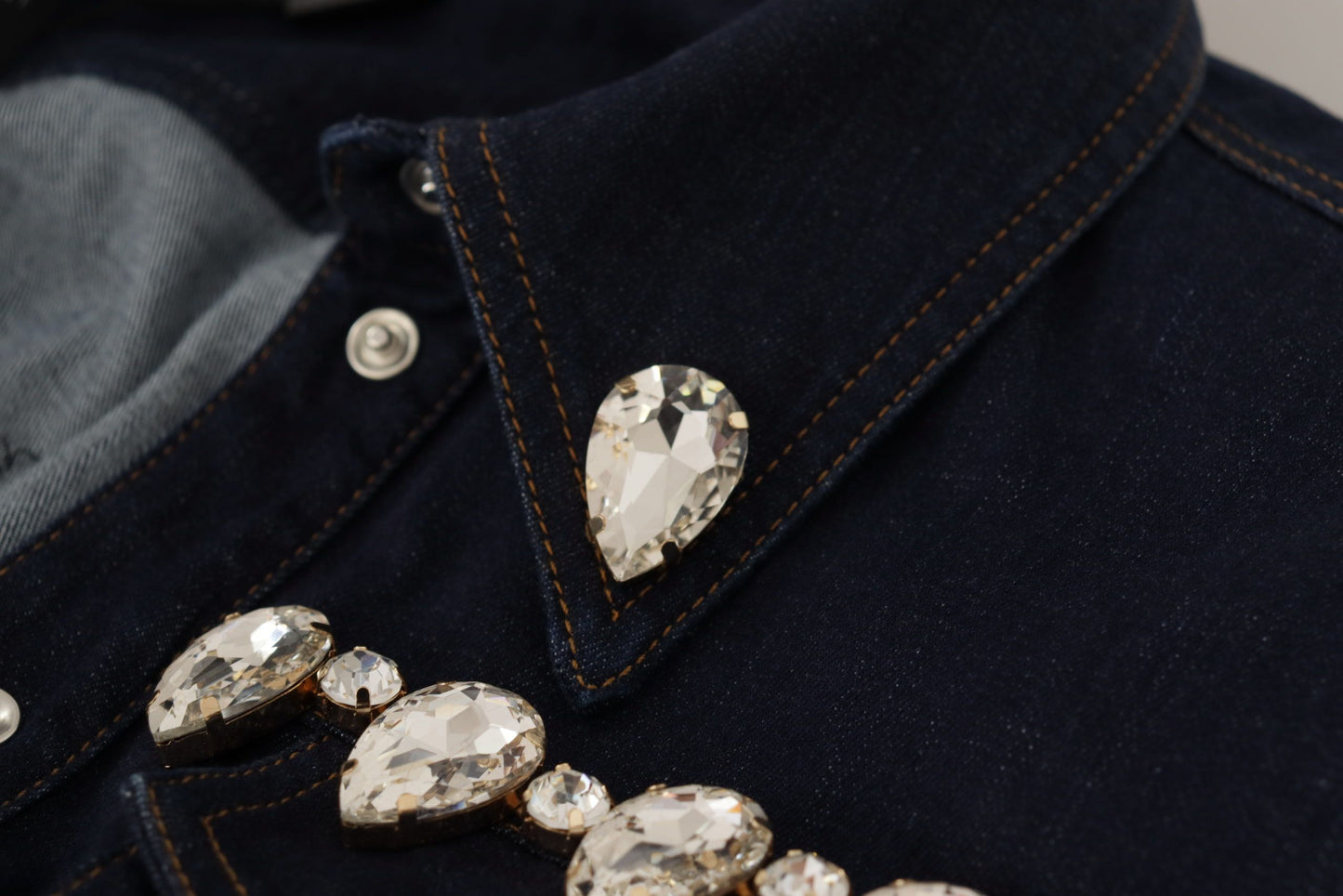 Dolce &amp; Gabbana Elegante giacca di jeans impreziosita da cristalli