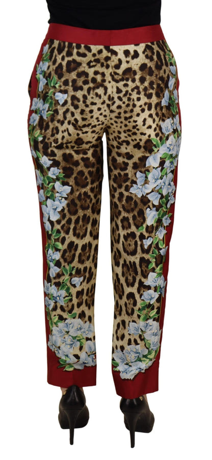 Dolce &amp; Gabbana Pantaloni eleganti in seta multicolor a vita alta