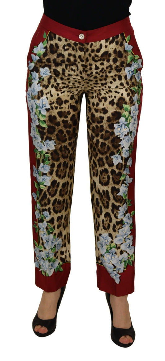 Dolce &amp; Gabbana Pantaloni eleganti in seta multicolor a vita alta