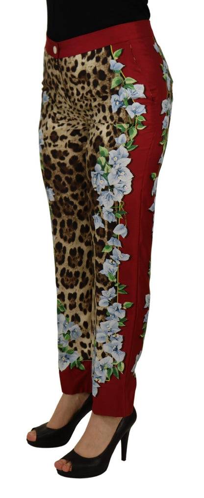 Dolce &amp; Gabbana Pantaloni eleganti in seta multicolor a vita alta