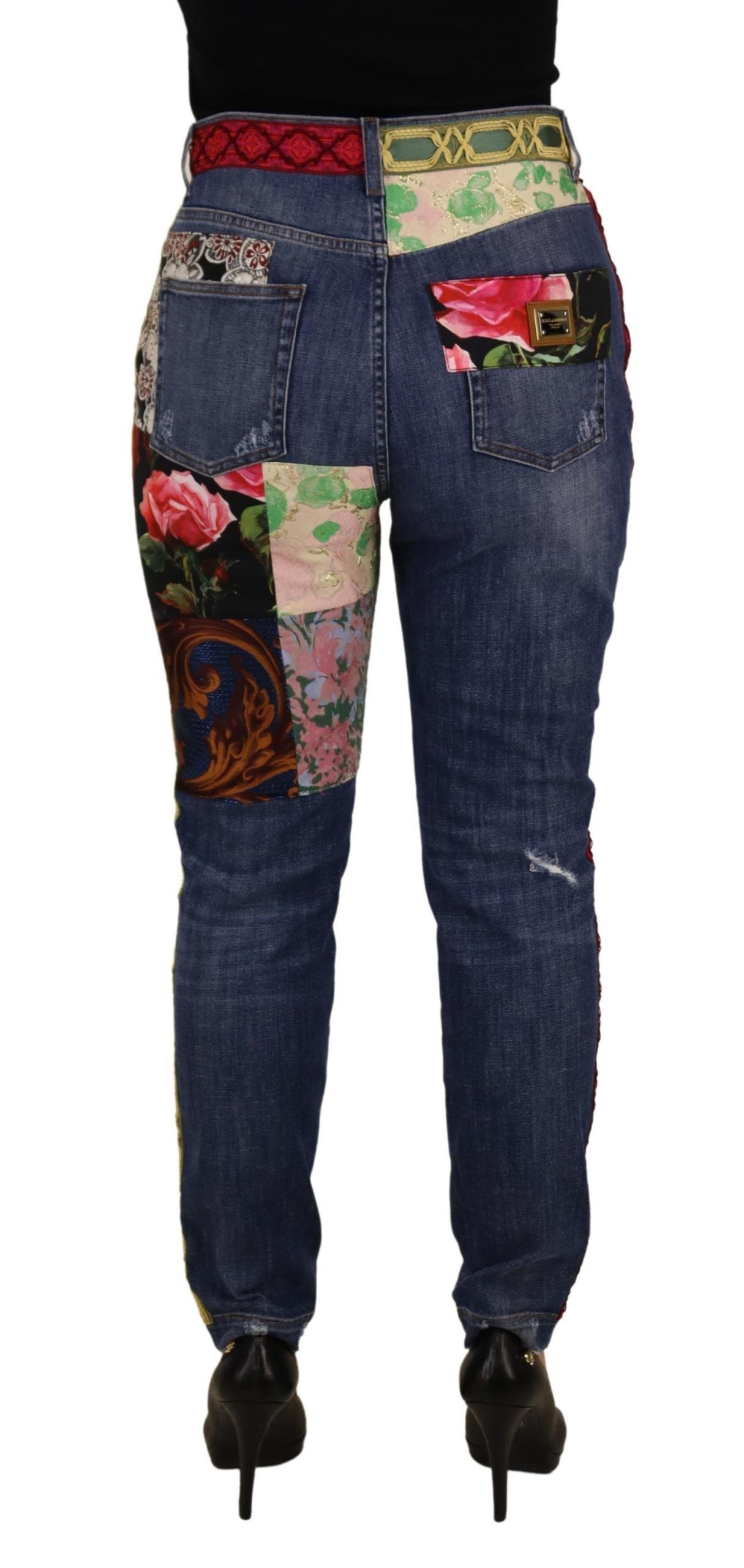 Denim skinny patchwork a vita alta Dolce &amp; Gabbana