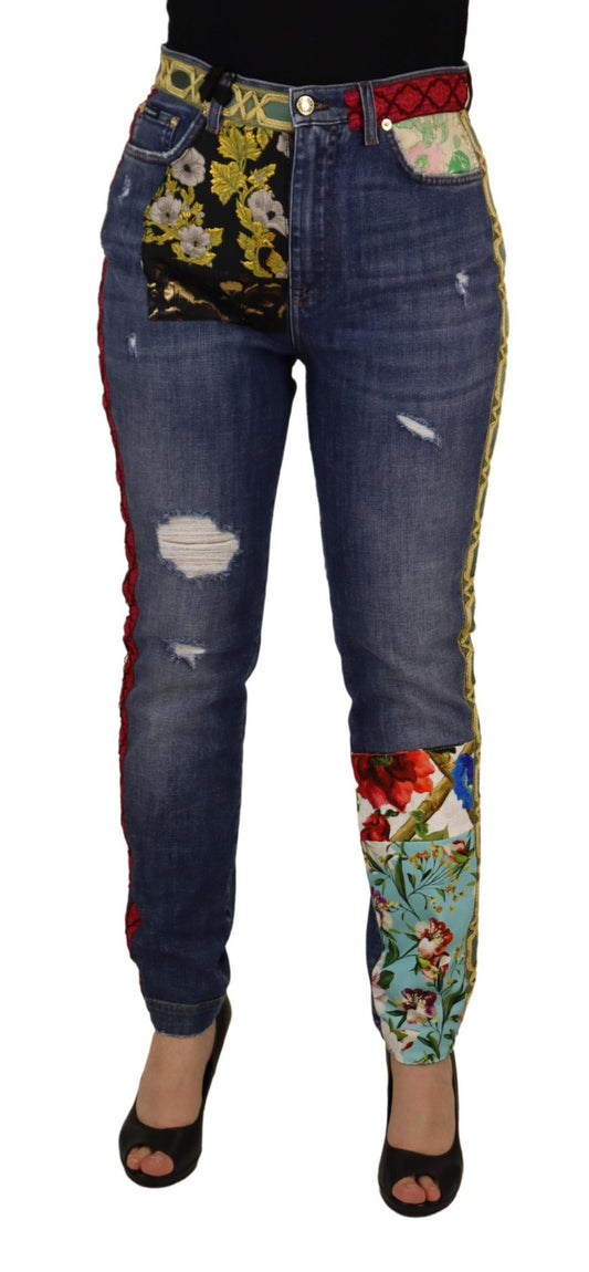 Denim skinny patchwork a vita alta Dolce &amp; Gabbana