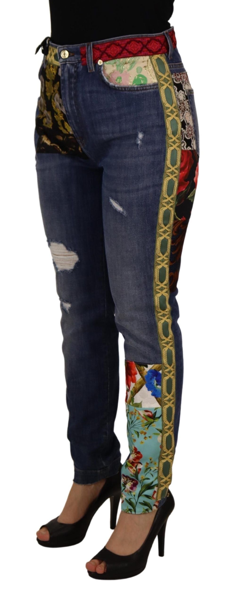 Denim skinny patchwork a vita alta Dolce &amp; Gabbana