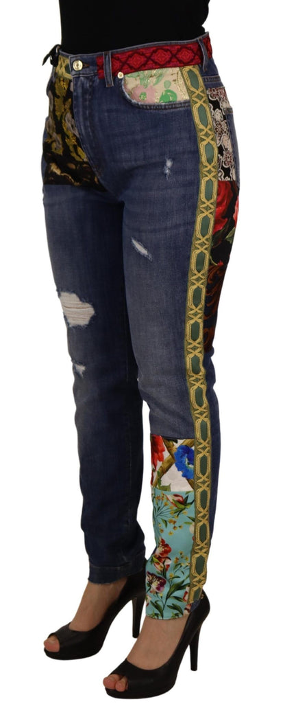 Denim skinny patchwork a vita alta Dolce &amp; Gabbana