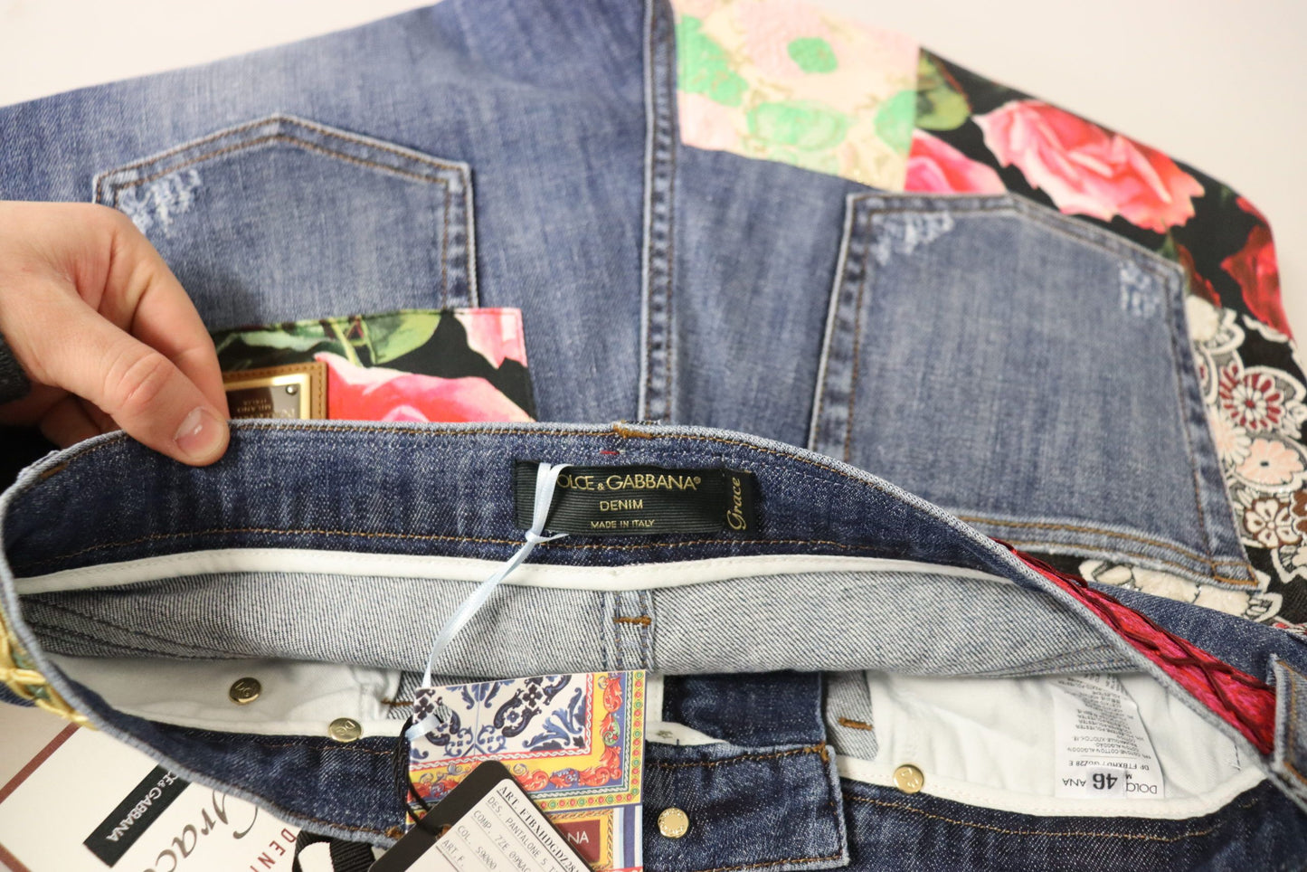 Denim skinny patchwork a vita alta Dolce &amp; Gabbana